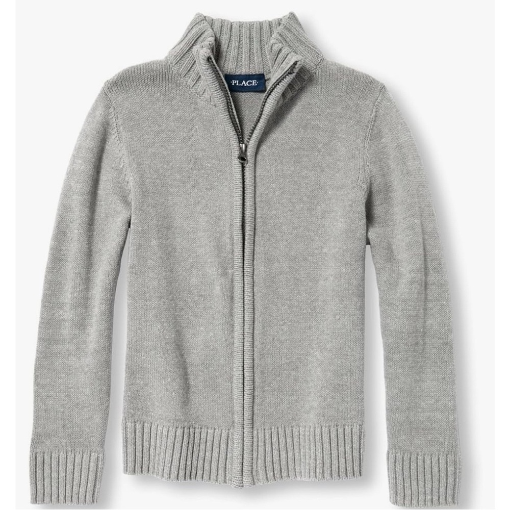 Like New! Light Grey The Children’s Place Boys’ Long Sleeve Zip Sweater